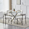 5Pcs Modern Dining Table Set 4 Chairs Glass Table with 4 Boucle Kitchen Chairs