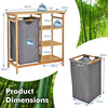 Bamboo Laundry Hamper Stand Bathroom Laundry Organizer w/ Removable Sliding Bag