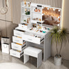 10LED Dressing Table With 6 Drawer Makeup Table With Mirror Stool Desk Bedroom