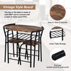 3 Pcs Compact Dining Room Set Kitchen Breakfast Bar Table with Storage Shelf