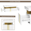Modern White Rectangular Coffee Table with 2 Storage Drawers for Living Room