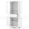 160cm Tall Bathroom Storage Cabinet Freestanding Linen Cabinet w/ 2 Doors White