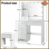 NEW 10 LED Lighted Dressing Table Desk Set With Sliding Mirror and Stool Vanity