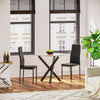 Round Dining Table 90 cm Tempered Clear Glass Table & Black Metal Leg Only Table