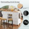 KITCHEN ISLAND ROLLING TROLLEY W/ 5 DRAWERS & SPICE RACK STORAGE CABINET WHITE