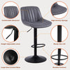 Ralex-chair Bar Stool Set of 2, Swivel Barstools with Back,PU Leather Grey