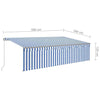 Manual Retractable Awning with Blind 5x3m Blue & White