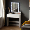 Bedroom Modern Dressing Table Vanity Desk With Drawers Shelves LED Mirror White