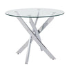 Round Glass Dining Table and 4 White Faux Leather Chairs Kitchen Room Furniture
