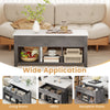 Lift Up Coffee Table Rising Center Table with 3 Cubes & Lift Top-Grey