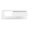 LED Wooden Glass Coffee Table with Drawer Storage for Living Room, White