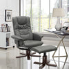 PU Leather Recliner Chair Armchair Lounge Sofa Swivel Chair Footstool Wood Base