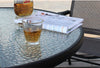 Round Glass Dining Table Patio Bistro Garden Balcony Coffee Table Metal Frame