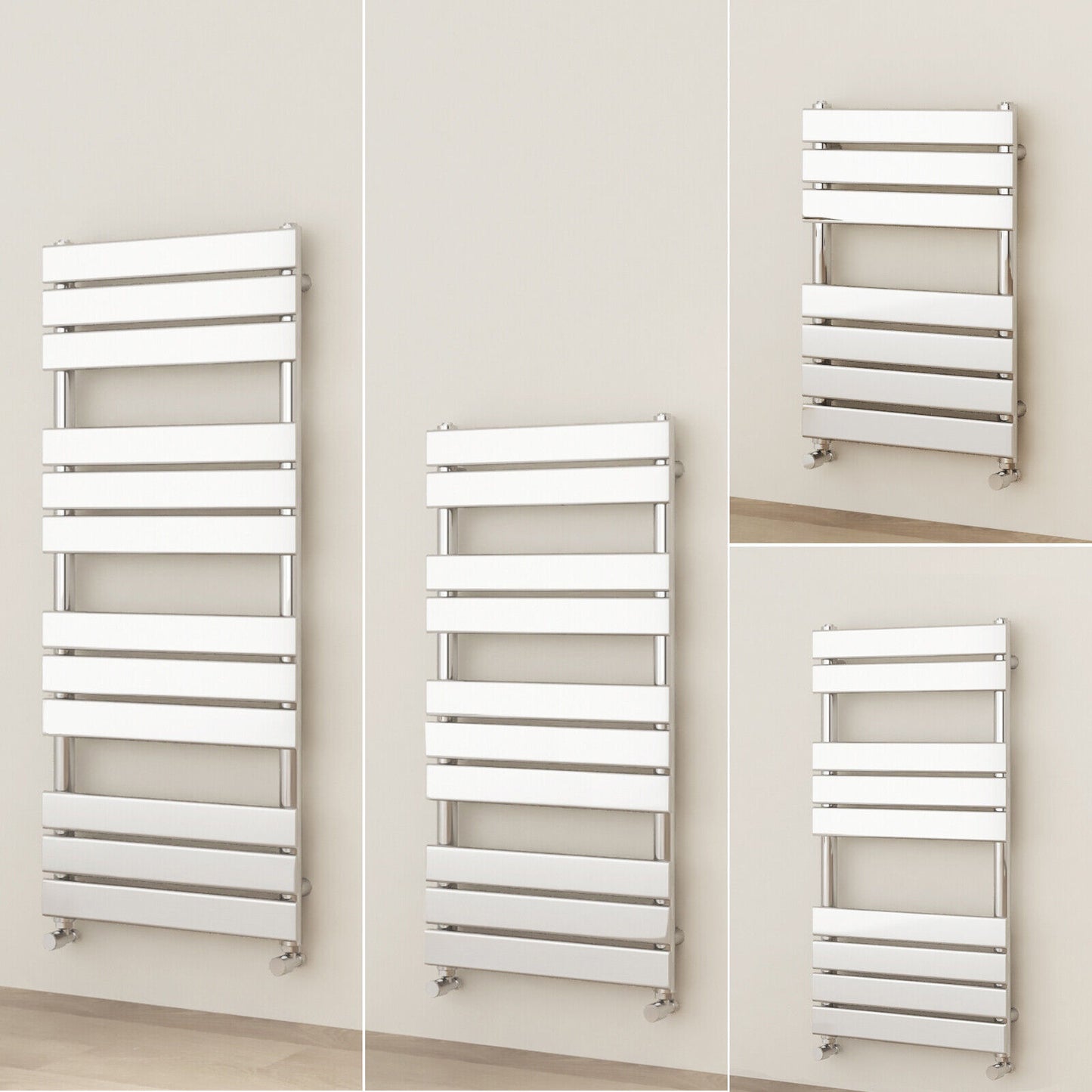 Designer Flat Panel Heated Bathroom Towel Rail Radiator Warmer Heating Chrome
