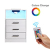 3 Drawers Bedside Table with Charging Station USB Ports LED Lights Sofa End Desk