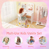 Princess Makeup Desk and Chair Set Kids Vanity Set w/Storage Drawers-White