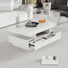 Coffee Table with Storage Drawers & LED Strips White Tea Table for Living Room