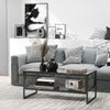 Two-Tier Marble Effect Coffee Table with Metal Frame Living Room Table Black