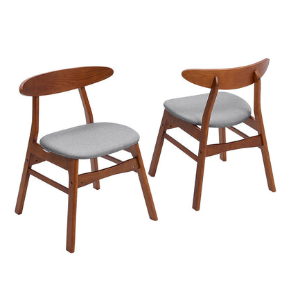 2PCS Dining Chairs Fabric Upholstered Kitchen Seat Side Chairs Solid Wood Frame