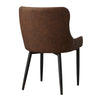 Pair of 2 Dining Chairs Office Chairs Brown Faux Leather Diamond Chairs Padded