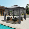 12FT Pop Up Garden Gazebo 3.65x3.65m Heavy Duty Backyard 2-Tier Party Tent