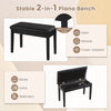 2-in-1 PU Leather Piano Bench Double Duet Seat W/Padded Cushion Music Storage