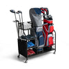 Garage Golf Bag Storage Rack Double Golf Bag Organizer Holder w/ Lockable Wheels
