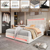 Double Bed Upholstered Bed Beige Fabric Ottoman Storage Bed Frame With Gas Lift