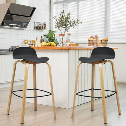 2 Pcs Counter Breakfast Dining Bar Chairs Kitchen Island High Stools W/ Footrest