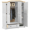 Wardrobe White 151.5x52x186 Solid Wood Pine D3W8
