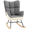 Nursery Rocking Chair w/ Steel and Wood Legs for Living Room Grey and