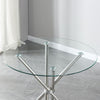 Round Glass Home Kitchen Table with Stainless Steel Metal Legs Dining Table