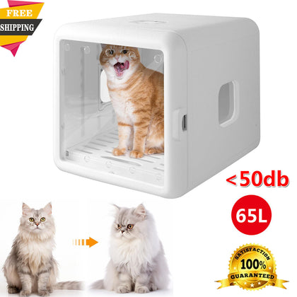 65L Automatic Pets Drying Box Cats & Dogs 4-Speed 360°Fast Drying Water Blower