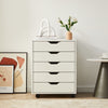 Office Cabinet Mobile Cabinet 5 Drawers with Wheels White