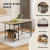 Extendable Dining Table Large Storage Wooden Kitchen Desk with Shelf Rack