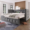 Daybed Velvet Sofabed 3ft Single Sofa Bed With Pull Out Trundle Guest Bed Grey