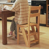 Wooden Chair/Step Stool 4-Step Reversible Folding Library Ladder