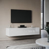 High Gloss Floating TV Unit Stand Cabinet 140cm White Wall Mounted Entertainment