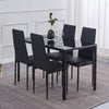 Rectangular Black Tempered Glass Dining Table Metal Frame Dining Room Kitchen