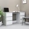 White Engineered Wood Writing Desk 140x50x77 cm with Drawers for Kids