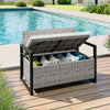 150L Outdoor Gray Storage Bench PE Rattan Deck Box Seat w/Cushion