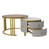 Nesting Coffee Tables Set Round Stacking Side Tables Living Room Furniture Grey