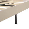 Single Size Bed 3FT Velvet Upholstered Bed with Slatted frame Headboard Beige