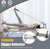 Pilates Reformer Stretch Machine - Foldable Home Gym Equipment (Beige)