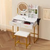 Modern Dressing Table Vanity Set with LED Mirror Stool 2 Drawers
