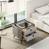 LED Bedside Table 2 Drawers Cabinet Charging Station Nightstand Storage Grey