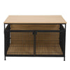 Large Wooden Dog Crate Heavy Duty Metal Bar Pet Kennel Cage Side End Table