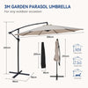 3M Banana Parasol Sun Shade Patio Hanging Umbrella Cantilever Canopy Beige