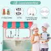 2-in-1 Kids Play Kitchen & Restaurant Wooden Pretend Double-sided Cooking Toy