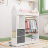 White Kids Wardrobe Clothes Hanging Drawer Toy Storage Shelf Cabinet Furniture